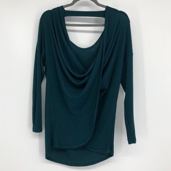 NWT Cherish teal Back in the Game draped twist open back top small - Picture 12 of 12